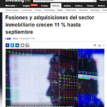 Fusiones y adquisiciones del sector inmobiliario crecen 11 % hasta septiembre